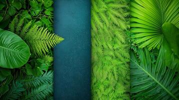 Lush Greenery Displaying Various Leaf Textures and Patterns Against a Dark Background photo