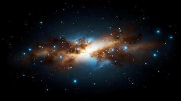 Stunning cosmic view of a galaxy with bright stars and swirling clouds of gas and dust photo