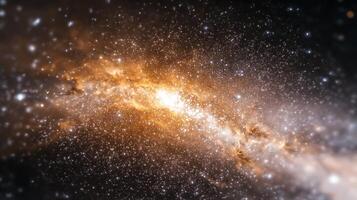 Stunning view of a vibrant galaxy with swirling stars and cosmic dust in the background photo