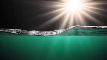 Sunlight breaking through water surface, creating shimmering reflections and vibrant colors photo