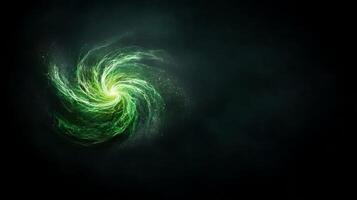 Swirling green energy vortex on a dark background, creating a mystical atmosphere photo