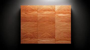 Textured wooden panel with wavy grain patterns illuminated against a dark background photo