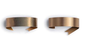 Two elegant metallic ribbon designs showcasing intricate patterns and textures on a clean backdrop photo