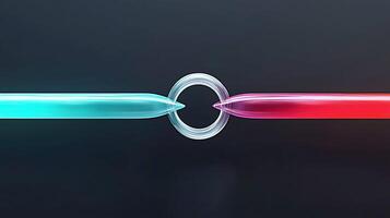 Two vibrant needles converging at a central ring, symbolizing connection and precision in a modern context photo