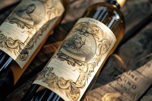 Two bottles of wine with a label on them photo