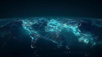 The world map with connected lines and networks photo