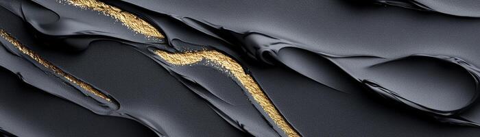 Thick acrylic strokes create a striking contrast between deep matte black and shimmering gold. This luxurious combination evokes elegance, ideal for high-end branding and packaging photo