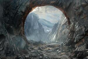 An image of a cave with a large hole in it photo