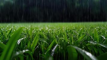 Rain on grass wallpaper photo