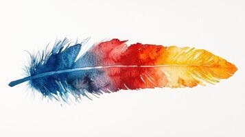 Watercolor painting of a colorful feather photo
