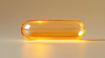 A large orange pill on a table photo