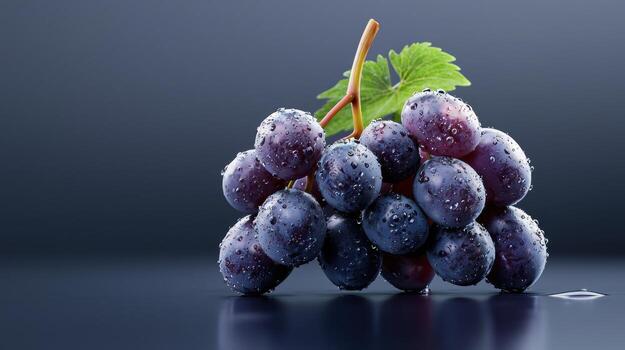 un manojo de uvas en un oscuro antecedentes foto