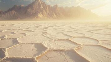 A desert with a mountain in the background photo