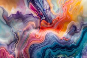 Abstract colorful liquid background with swirls and swirls photo