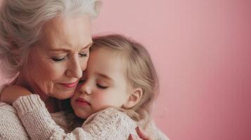 An older woman hugging a little girl photo