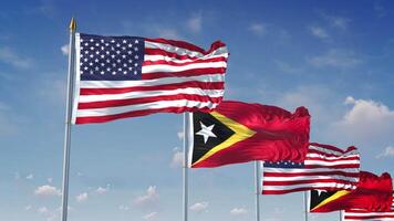 A Row Of United States And East Timor Flags video