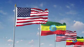 A Row Of United States And Ethiopia Flags video