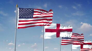 A Row Of United States And England Flags video