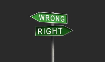 wrong right text font direction arrow sign symbol choice business hr human resource solution problem strategy confusion right wrong wisdom street checklist sign direction occupation expertise decision photo