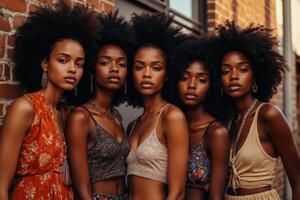 five black women with afro hair photo