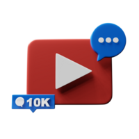 3d social media icons, online communication, digital marketing symbols. Comment button. Elements for networking sites, applications png