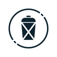 A trash can icon in a circle with glyph style. Transparent Background png