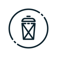 A trash can icon in a circle with line style. Transparent Background png