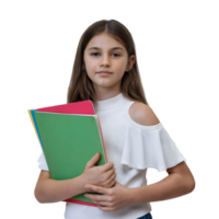 Young Student with Colorful Folders png