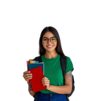 Smiling Student with Notebooks png