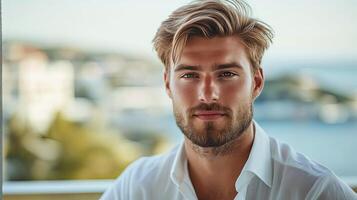 Portrait of a Handsome Man with a Distinguished Beard photo