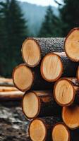 Stacked Logs in Forest - A Sustainable Resource photo