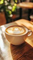 Aromatic Latte Art in the Morning Sunlight photo