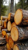 Stacked Logs in Forest - Natural Wood Resource photo