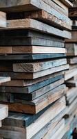 A close up of a stack of wood planks photo