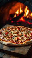 Irresistible Wood-Fired Pizza with a Perfectly Golden Crust photo