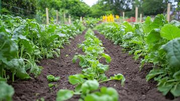 Vibrant Garden Rows A Lush Display of Fresh Produce photo