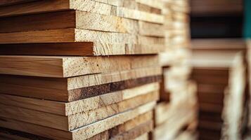 A close up of a stack of wooden planks photo