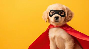 Superhero Puppy with Red Cape - Adorable Golden Retriever photo
