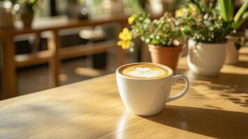 A Perfect Latte Art in a Cozy Cafe photo