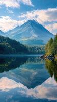 sereno montaña lago reflexión un pintoresco naturaleza escapar foto