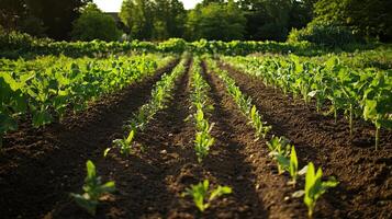 A Bountiful Garden Rows of Freshly Planted Crops photo