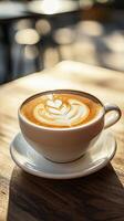Aromatic Latte Art in a Sunny Cafe photo