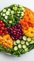 A plate of vegetables that are arranged in a circle photo