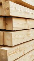 A pile of wooden planks stacked together photo