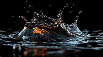 dynamic splash of water with fiery reflections photo