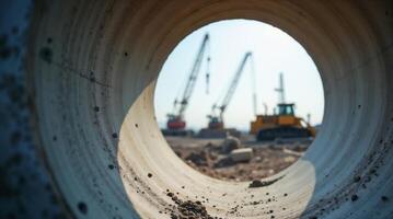 Glimpse Through a Concrete Pipe at a Building Project photo