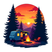 Tranquil Camper Retreat Under Fiery Sky png