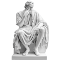 Classical Philosopher Marble Thinking Statue, Isolated on Transparency Background png