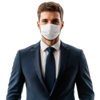 Man in Suit with Blank Face Mask on Transparent Background, Anonymity Concept png