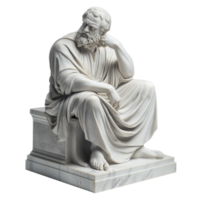 Classical Philosopher Marble Thinking Statue on Transparent Background png